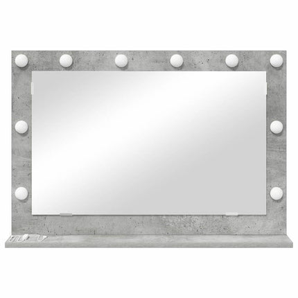 Smink Spegel Betonggrå 80 x 55 x 18 cm Glas och konstruerat trä