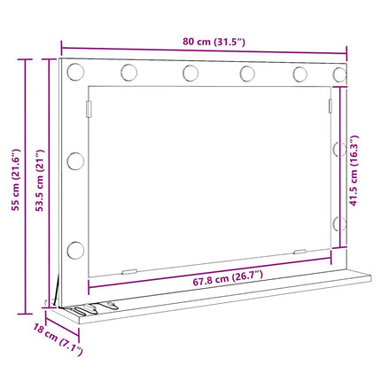Smink Spegel Rektangulär med spegel Gammalt trä 80 x 55 x 18 cm