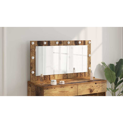 Smink Spegel Rektangulär Gammalt trä 100 x 55 x 18 cm