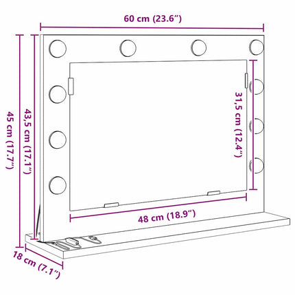 Smink Spegel Svart Ek 60 x 45 x 18 cm Glas och konstruerat trä