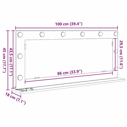 Smink Spegel Rektangulär med spegel Artisan Ek 100 x 45 x 18 cm