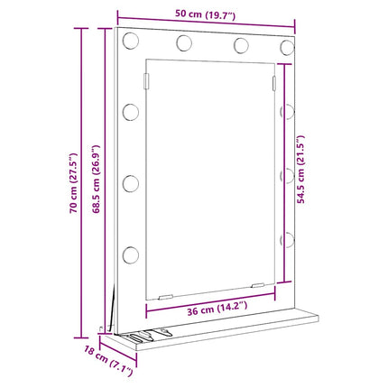 Smink Spegel Rökt ek 70 x 50 x 18 cm Glas och konstruerat trä