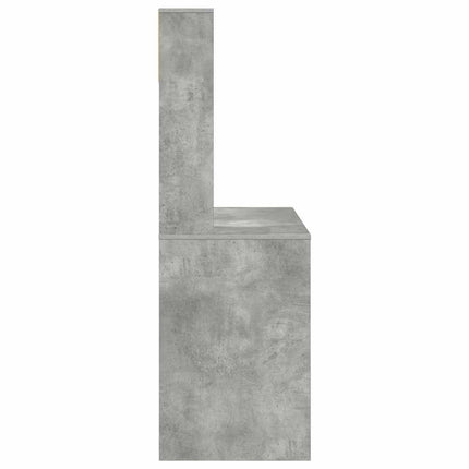 Skrivbord med hylla Betonggrå 91 x 50 x 149 cm Konstruerat trä