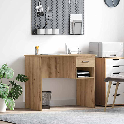 Skrivbord med låda Artisan Ek 90 x 49 x 75 cm Konstruerat trä