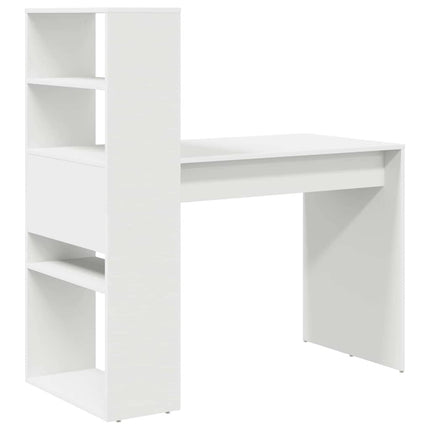 Skrivbord med hylla Vit 113 x 54 x 120 cm Konstruerat trä