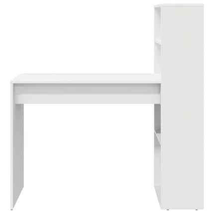 Skrivbord med hylla Vit 113 x 54 x 120 cm Konstruerat trä