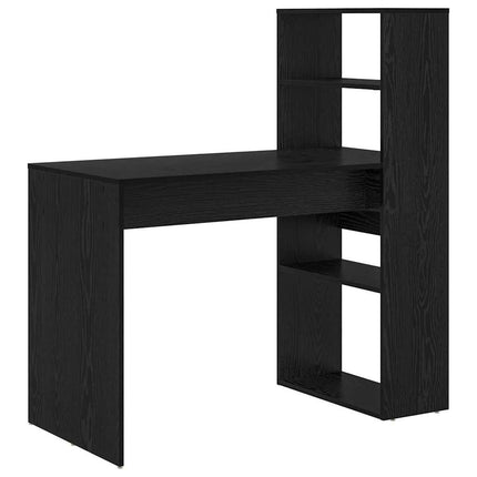 Skrivbord med hylla Svart Ek 113 x 54 x 120 cm Konstruerat trä