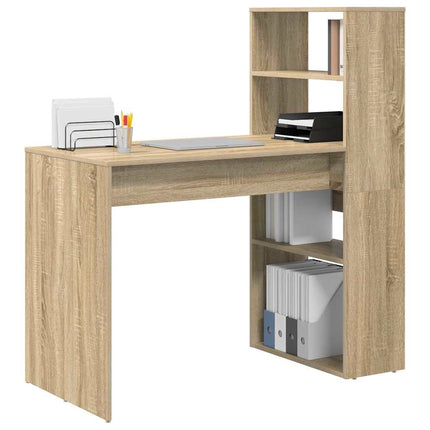Skrivbord med hylla Sonoma-ek 113 x 54 x 120 cm Konstruerat trä