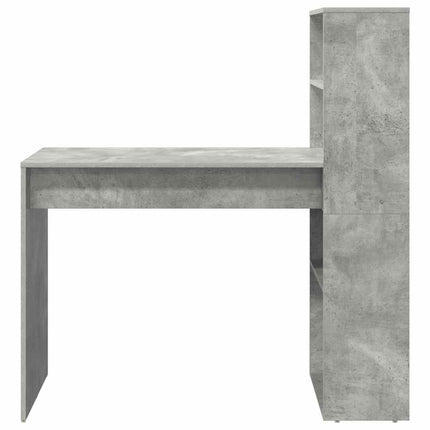 Skrivbord med hylla Betonggrå 113 x 54 x 120 cm Konstruerat trä