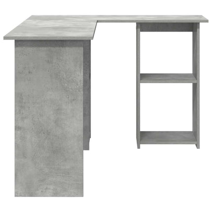Skrivbord med hylla Betonggrå 142 x 102 x 73 cm Konstruerat trä