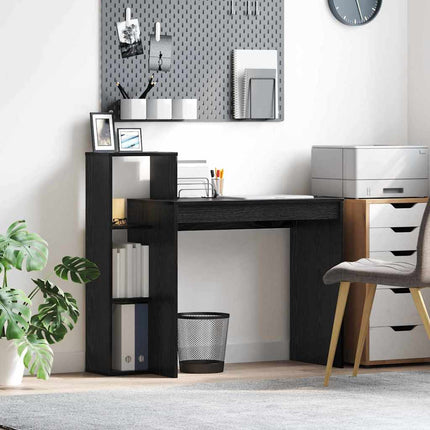 Skrivbord med hylla Svart Ek 100 x 40 x 90 cm Konstruerat trä