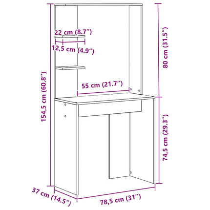 Skrivbord Rökt ek 78,5 x 37 x 154,5 cm Konstruerat trä