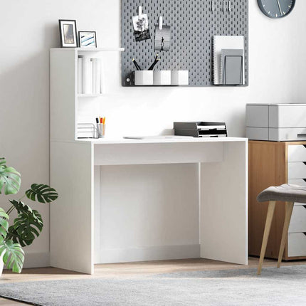 Skrivbord med hylla Vit 102 x 50 x 124 cm Konstruerat trä