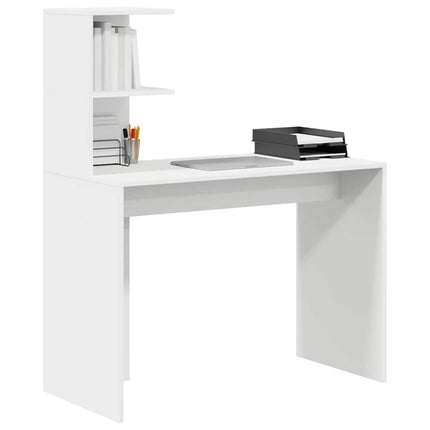 Skrivbord med hylla Vit 102 x 50 x 124 cm Konstruerat trä