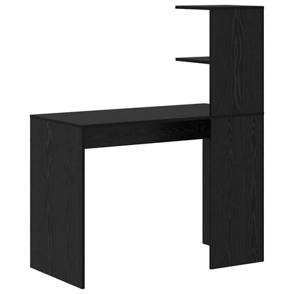 Skrivbord med hylla Svart Ek 102 x 50 x 124 cm Konstruerat trä