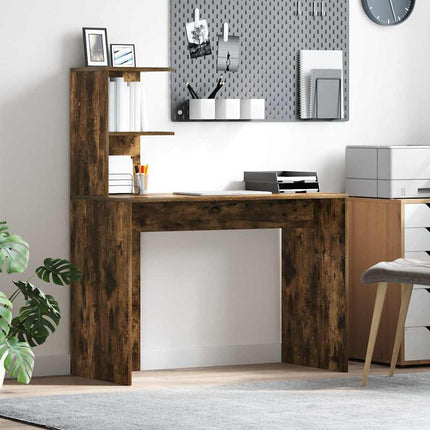 Skrivbord med hylla Rökt ek 102 x 50 x 124 cm Konstruerat trä