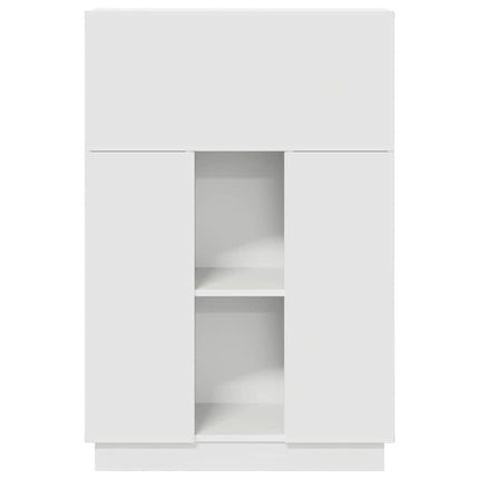 Skrivbord med hylla Vit 71.5 x 31.5 x 106.5 cm Konstruerat trä