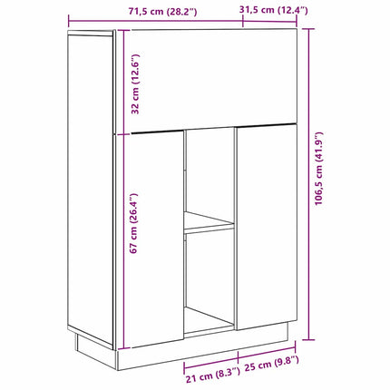 Skrivbord Sonoma-ek 71.5 x 31.5 x 106.5 cm Konstruerat trä