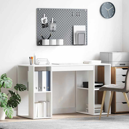 Skrivbord med hylla Vit 130 x 50,5 x 75 cm Konstruerat trä