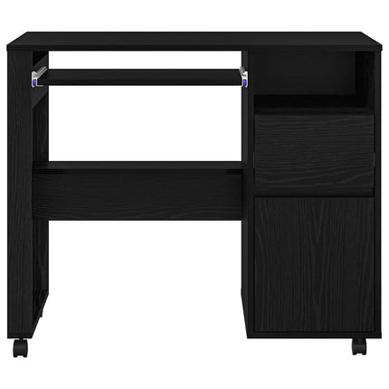 Skrivbord med Hjul Svart Ek 91 x 50 x 77 cm Konstruerat trä