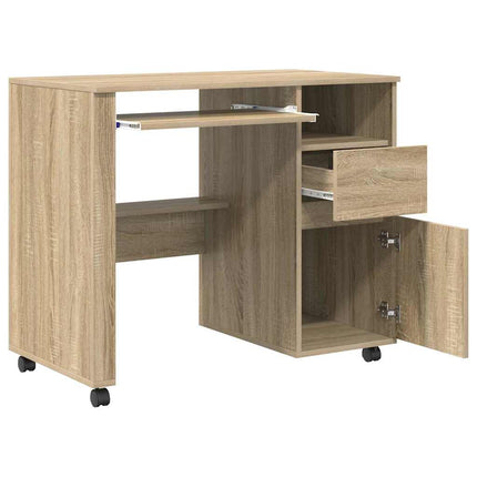 Skrivbord med Hjul Sonoma-ek 91 x 50 x 77 cm Konstruerat trä