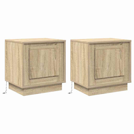 Nattduksbord 2 pcs Sonoma-ek 44 x 34,5 x 45 cm Konstruerat trä