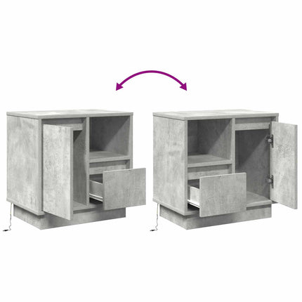 Nattduksbord 2 pcs Betonggrå 50 x 34,5 x 50 cm Konstruerat trä