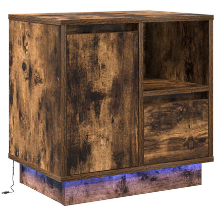 Nattduksbord med låda Rökt ek 50 x 34,5 x 50 cm Konstruerat trä