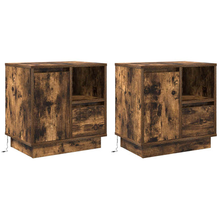 Nattduksbord 2 pcs Rökt ek 50 x 34,5 x 50 cm Konstruerat trä