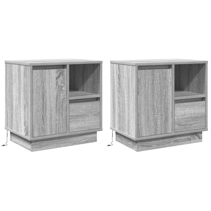 Nattduksbord 2 pcs Grå 50 x 34,5 x 50 cm Konstruerat trä