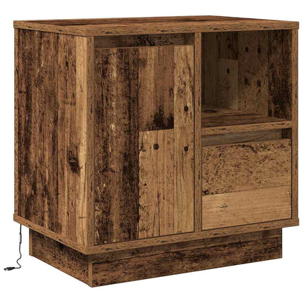 Nattduksbord med låda 2 pcs Gammalt trä 50 x 34,5 x 50 cm