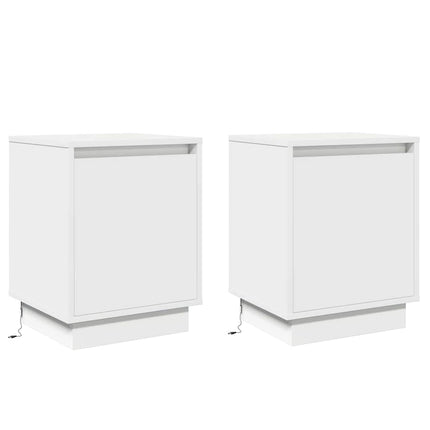 Nattduksbord 2 pcs Vit 39 x 34,5 x 50 cm Konstruerat trä