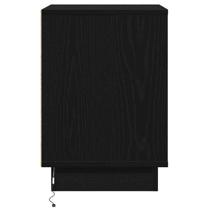 Nattduksbord 2 pcs Svart Ek 39 x 34,5 x 50 cm Konstruerat trä