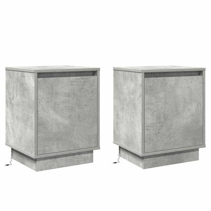 Nattduksbord 2 pcs Betonggrå 39 x 34,5 x 50 cm Konstruerat trä