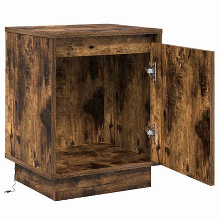 Nattduksbord 2 pcs Rökt ek 39 x 34,5 x 50 cm Konstruerat trä