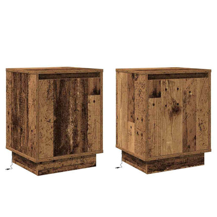 Nattduksbord 2 pcs Gammalt trä 39 x 34,5 x 50 cm