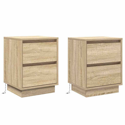 Nattduksbord 2 pcs Sonoma-ek 39 x 34,5 x 50 cm Konstruerat trä