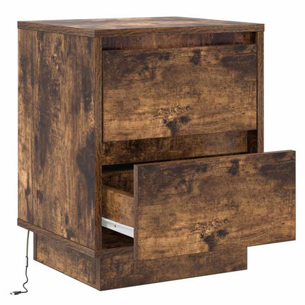 Nattduksbord 2 pcs Rökt ek 39 x 34,5 x 50 cm Konstruerat trä