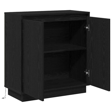 Skänk med hylla Svart Ek 71 x 34.5 x 75 cm Konstruerat trä