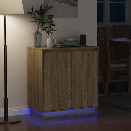 LED-sido bord för Sonoma-ek 71 x 34,5 x 75 cm Konstruerat trä