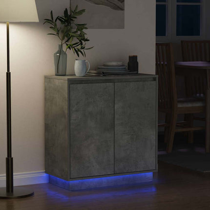 LED-sido bord för Betonggrå 71 x 34,5 x 75 cm Konstruerat trä