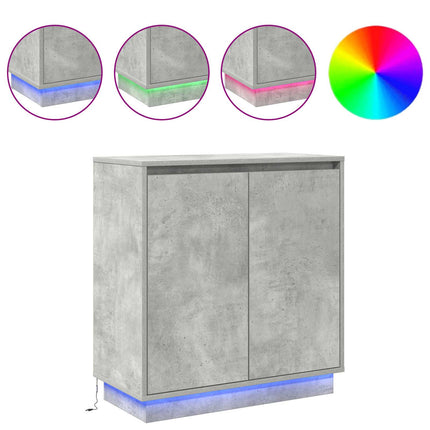 LED-sido bord för Betonggrå 71 x 34,5 x 75 cm Konstruerat trä