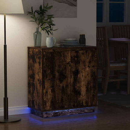 LED-sido bord Rökt ek 71 x 34,5 x 75 cm Konstruerat trä