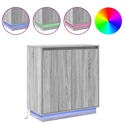 LED-sido bord Grå sonoma-ek 71 x 34,5 x 75 cm Konstruerat trä