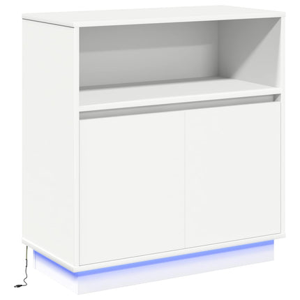 LED-sido bord Vit 71 x 34,5 x 75 cm Konstruerat trä