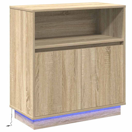 LED-sido bord Sonoma-ek 71 x 34,5 x 75 cm Konstruerat trä