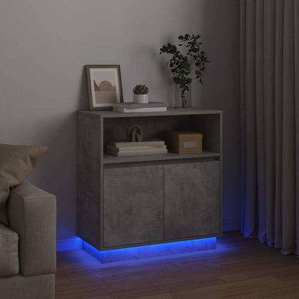LED-sido bord Betonggrå 71 x 34,5 x 75 cm Konstruerat trä