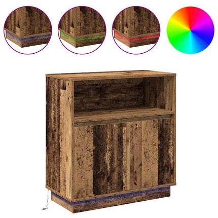 LED-sido bord Gammalt trä 71 x 34,5 x 75 cm Konstruerat trä