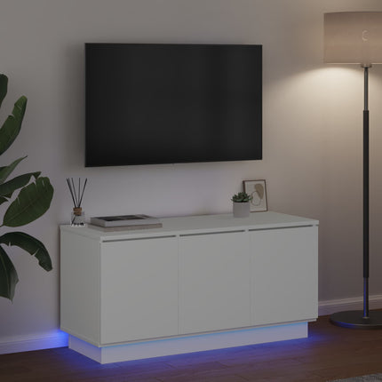 TV-skåp med LED -remsljus Vit 100 x 38 x 49 cm Konstruerat trä