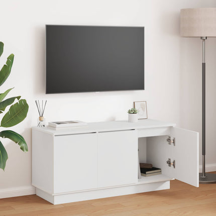 TV-skåp med LED -remsljus Vit 100 x 38 x 49 cm Konstruerat trä